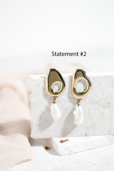Mismatched Abstract Earrings in Brass - Be. Alice