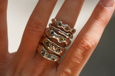 Molten Rings with Cast-in-Place Stones - Be. Alice